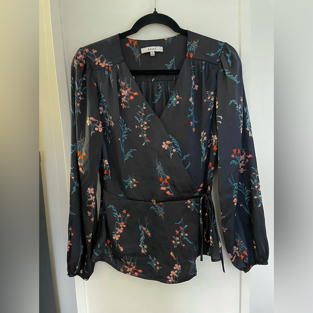 Floral satin blouse
